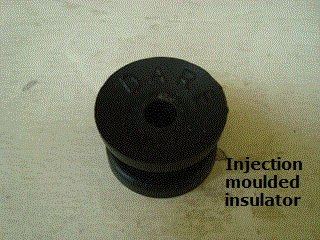 #00603 insulator bobbin, injection moulded of Valox 357 black.