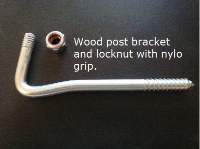 #00602 Wood post bracket and locknut with nylon insert.